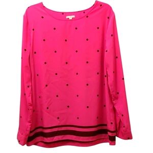 Gap Polka-dot Tunic Blouse L Pink and Navy Blue EUC